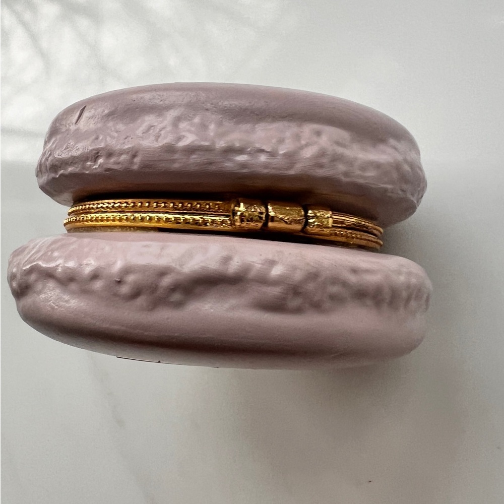 Two's Company Macaron Trinket Boxes Limoges Style lilac 2.25 Inch Ceramic - Picture 7 of 9